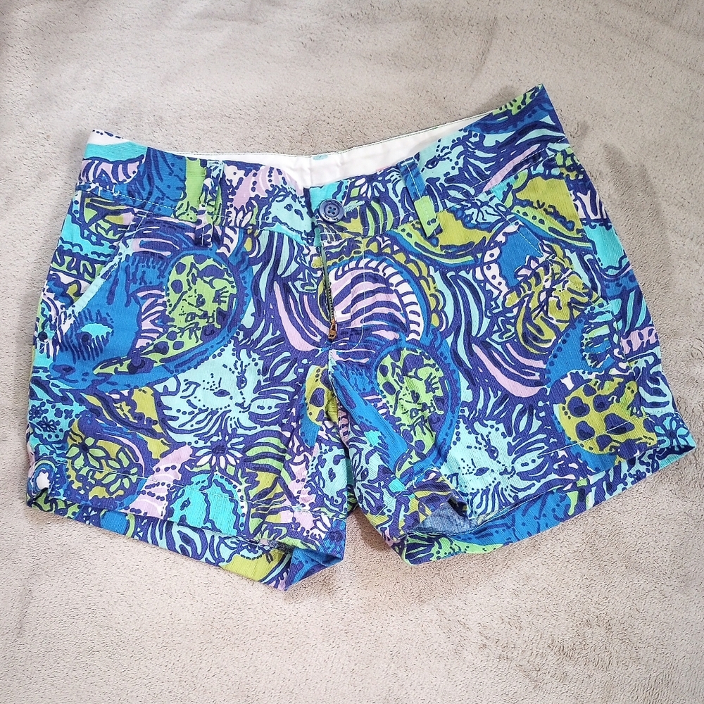 Lilly Pulitzer Cattitude Cat Print Callahan Shorts 0